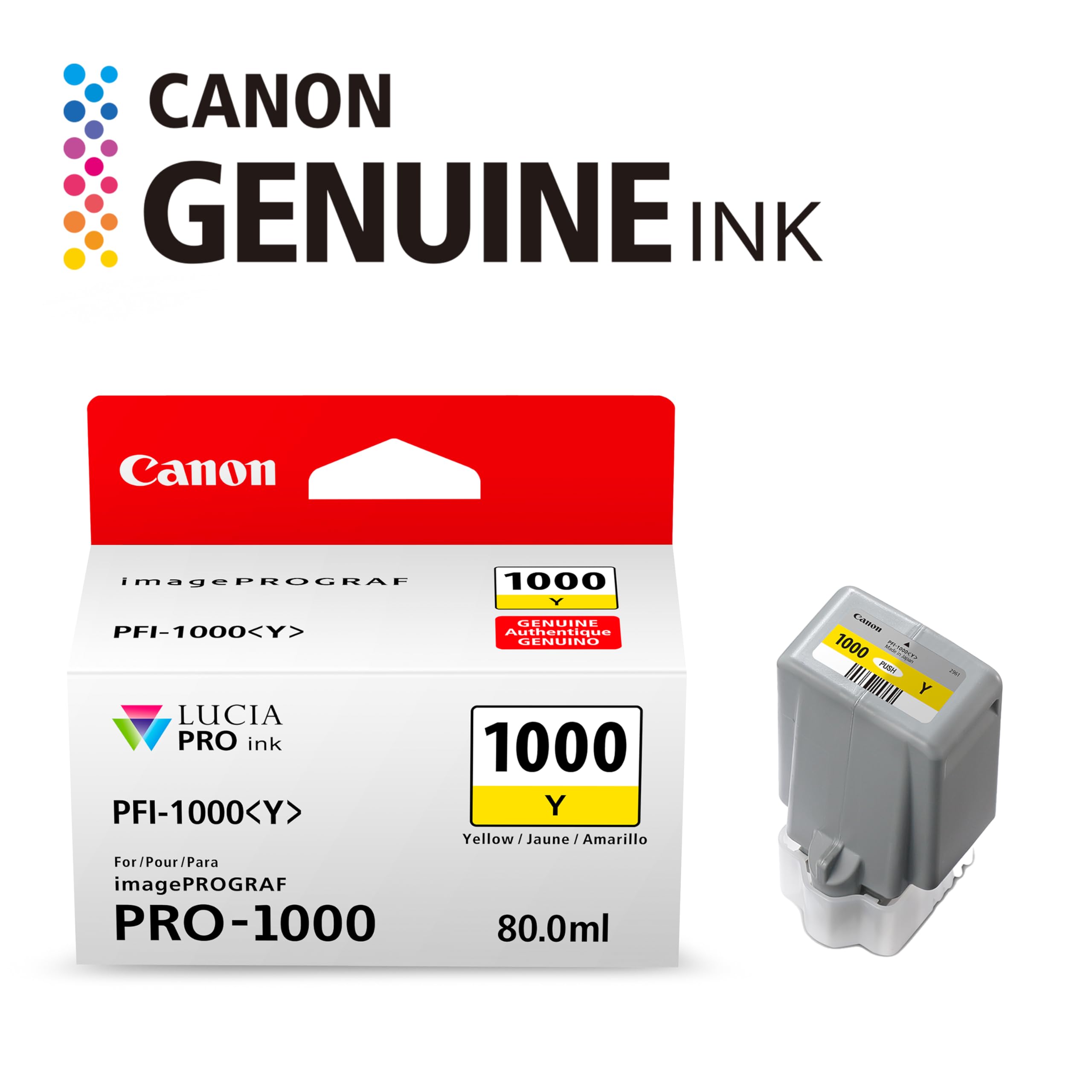 Amazon.com: Canon PFI-1000 Genuine Yellow Ink Tank, Compatible